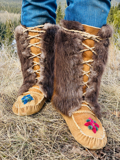 Braintanned & Smoked Elk Mukluks